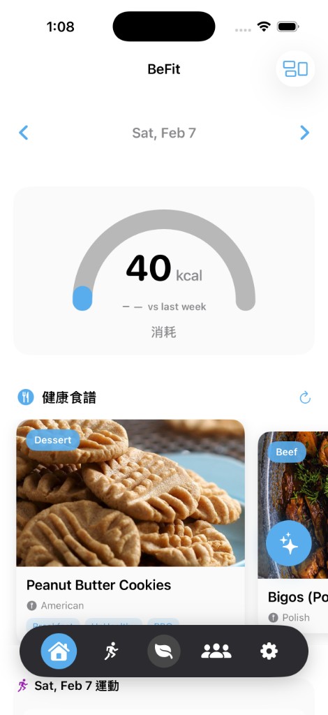 BeFit Data Cards